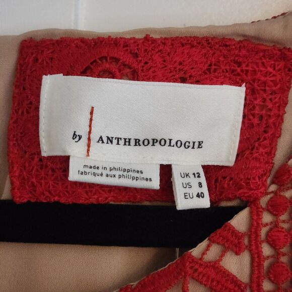 Anthropologie Red Lace Dress NWT Sz 8 Georgia Sleeveless Knee Length Fit & Flare - Picture 7 of 11